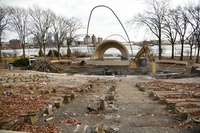 The historic East River Park amphitheater, which was originally constructed in 1941, has now been entirely demolished.